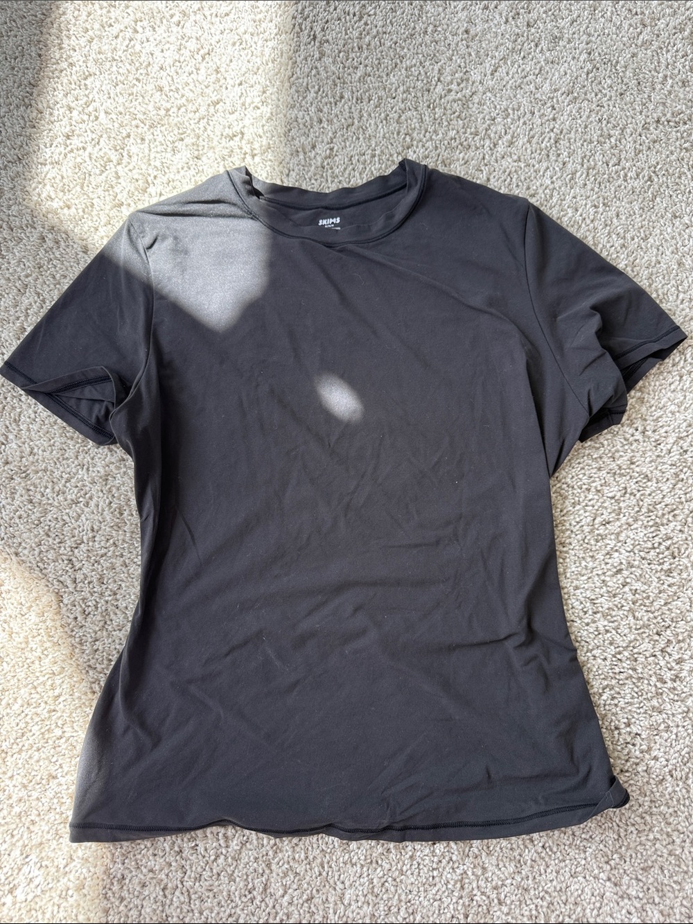 SKIMS Black Short Sleeve Crewneck Tee
